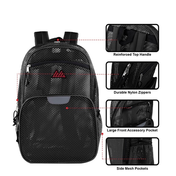 Summit Ridge Black Mesh Reflective Backpack NWT - Picture 4 of 5